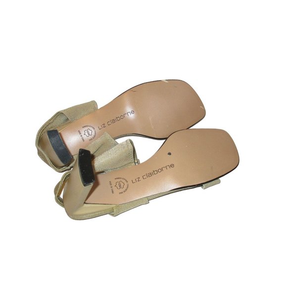 Liz Claiborne Beige Tan Slip-on Strappy Sandals Open Toe Elasticized Closure - Picture 8 of 9